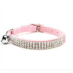 Adjustable Soft Velvet Collar with rhinestone detail + Bell for Small Dogs