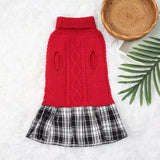 Red & Plaid Sweater Dress for Dogs